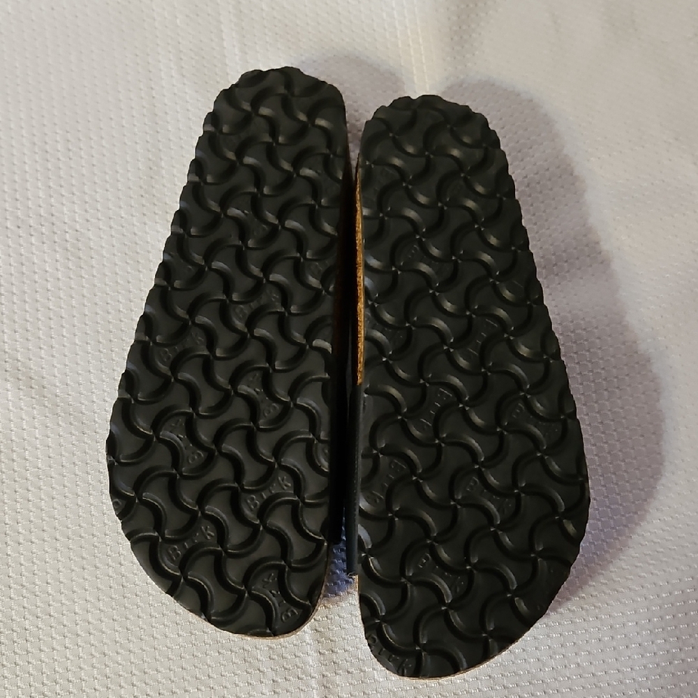 Birkenstock Black Single-Strap Cork Footbed Slides - Picture 2 of 4